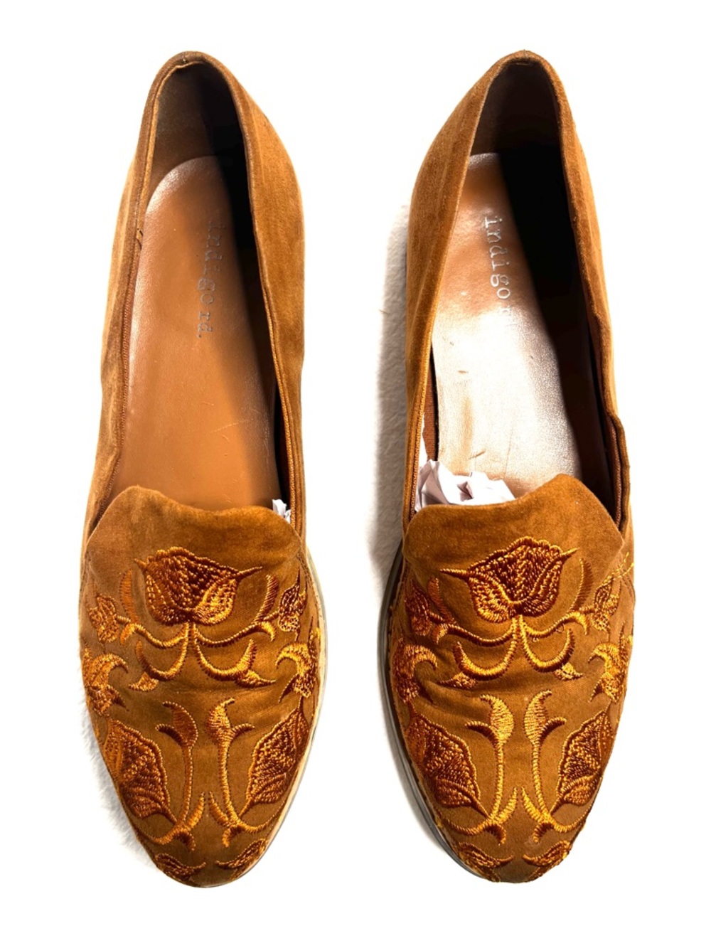 Indigo Rd Embroidered Loafers Brown Suede Floral Slip On Size 7.5 - Picture 8 of 9